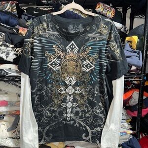 Y2K Xzavier Grunge Aop Longsleeve Shirt Size Large